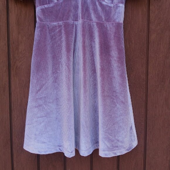 L*SPACE | NWOT Ruby Ribbed Purple Puff Sleeve Velvet Mini Dress In Iris Y2K M - Picture 7 of 12